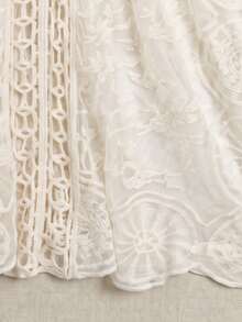 Bohemian Style Embroidered Sheer Robe - Batwing Sleeve Long Beach Cover Up Suitable For Coachella, Beach And Summer Travel - White - View 10