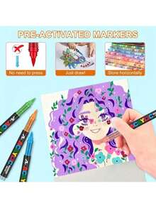 12/24/36 Colors Liquid Acrylic Markers, Soft Tip, Marker Pens, Professional Art Use For Adults, Suitable For Canvas, Stone, Wood, Glass, Ceramic, Fabric, Etc., DIY Craft Creation - Multicolor - View 6