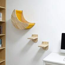 Cat Shelf For Wall Mount Hammock With 2-Levels Climbing Ladder Moon Cat Shelves And Perches For Activity Indoor Cats Wall Furniture(3pcs/Set) - Ginger - View 5