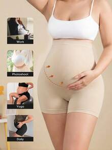 Maternity Belly Support Shorts, Plus Size Seamless Shapewear For Wedding & Summer - Apricot - View 6