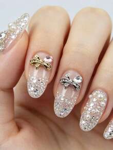 10pcs Nail Art Nail Charm Nail Accessories Y2K Exquisite Luxury Sweet Style Bow Shaped Pink Nail Gem Nail Accessories DIY Nail Accessories Suitable For Nail Salons, Phone Cases, Clothes, Bags, Shoes, As Well As Daily Life And Holiday Parties Nail Charms - Multicolor - View 3