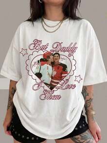 Premium Unisex Heated TV Fan Shirt Ilya Shane "But Daddy I Love Them" Custom Tee Women's Fashionable Casual Creative Print Short Sleeve Crew Neck T-Shirt For Spring And Summer Festive Celebration Shirt Party Wear Top - 白色 - 查看 1