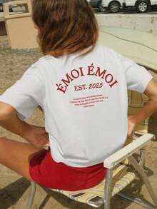 T-Shirts GraphicNew Summer 2026 Collection, Old School Style [Double-Sided Print] [Wilderness Orientation] Pure Cotton Crew Neck Short Sleeve T-Shirt With EMOI EMOI Letter Print, Casual, Sizes: S–7XL; 24-Hour Shipping. Clothing. - 白色 - 查看 8