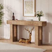 63" Long Console Table For Entryway, Rectangular Wooden Side Table For Behind The Sofa, Farmhouse Style Entry Table For Entryway, Hallway Or Living Room. - 駝色 - 查看 7