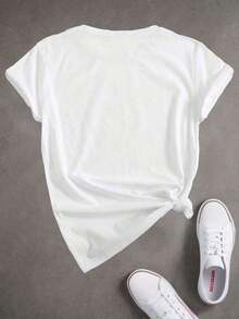 Camiseta de mujer, unisex, con estampados de cactus y plantas suculentas de colores vivos.|   Camiseta de manga corta, cuello redondo, estilo casual, con elasticidad media, lavable a máquina, adecuada para todas las estaciones, cómoda y casual para el verano y la primavera. - Blanco - Ver 2