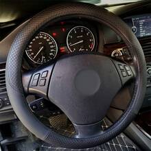 1 Peça Capa de Volante de Couro Genuíno de Alta Qualidade e Tamanho Universal, Com Anel Interno, Pegada Confortável, Proteção Duradoura para o Seu Volante, Serve para Volantes de 14,5-15 Polegadas, Acessório Interno de Carro Unissex, Adequado para Todas as Estações - Multicolorido - Visão 9