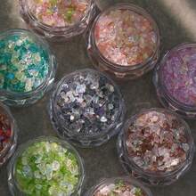 Dofuny 10colors Asymmetric Natural Crystal Gravel Nail Charms, Iridescent Mixed Color Mineral Nail Stones DIY Accessories For Press On Nails - Multicolor - View 5