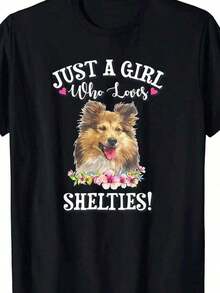 100% Cotton, 280g Men's Short Sleeve T-Shirt Shetland Shepherd Dog T-Shirt Gift Unisex Crew Neck T-Shirt, Soft Fabric, Classic Casual T-Shirt, Regular Fit, Breathable And Comfortable T-Shirt S-3XL 51299-16180g Soft - 黑色 - 查看 1