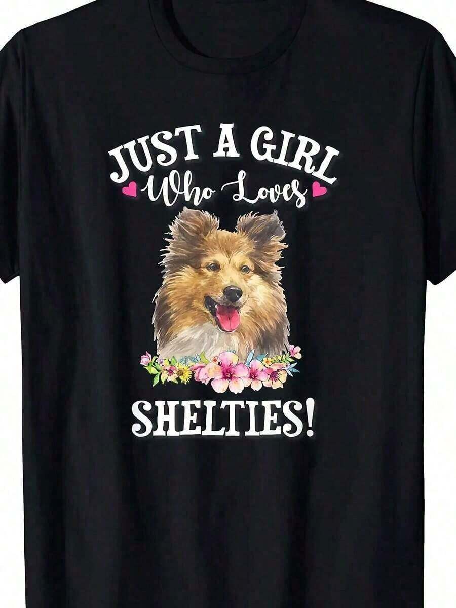 100% Cotton, 280g Men's Short Sleeve T-Shirt Shetland Shepherd Dog T-Shirt Gift Unisex Crew Neck T-Shirt, Soft Fabric, Classic Casual T-Shirt, Regular Fit, Breathable And Comfortable T-Shirt S-3XL 51299-16180g Soft - 黑色 - 查看 1