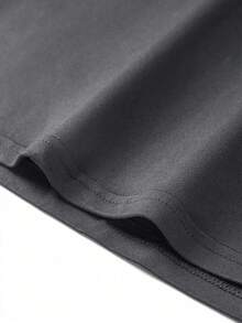 Playera para Mujer, Manga Corta, Cuello Redondo, Cómoda para Ir a la Playa, Salir con Amigas o Quedarse en Casa, Estilo Minimalista - Gris Oscuro - Ver 4