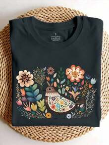 Camiseta de Mujer , Manga Corta, Estilo Casual, Tops Simples para Mujer - Gris Oscuro - Ver 1