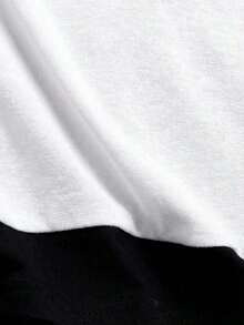 Camiseta de manga corta con estampado de gato negro asomándose en contraste de color, estilo casual y retro, adecuada para el verano - Blanco - Ver 3