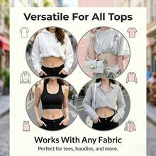 3pcs Invisible Elastic Waist Cincher Set - Adjustable Hem Shortener With Buttons, Suitable For Loose Tops And Sweaters - Stretchable Waist Trainer, Wrinkle-Free Hem Lifter For Wedding And Daily Wear - A - View 3