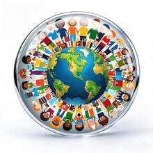 2DFLAT Earth & Diverse People Pattern Stainless Steel Brooch, Fashion Accessory For Backpack/Clothing, Scratch-Resistant Durable Creative Ornament, Unisex Daily Wear, Exquisite Design, Compact & Portable Personalized Badge - A - View 6