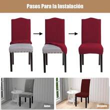 Juego de 6 Fundas Elásticas y Gruesas para Sillas de Comedor: Suaves y Cómodas, Tela Antideslizante de Alta Elasticidad, Correas Invisibles para un Ajuste Perfecto, Fáciles de Limpiar, Resistentes a las Manchas y Duraderas, Ideales para el Hogar, la Oficina, Hoteles y Eventos; desde el Almacén Local. - color1 - Ver 7