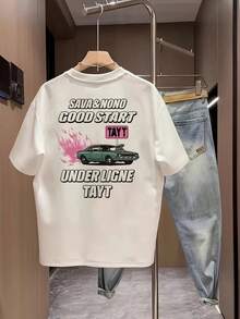 Nueva camiseta de manga corta para mujer de 180 g,% algodón - Camiseta casual versátil con estampado de verano para hombre - Camiseta con estampado de verano para parejas - Unisex - Regalo para vacaciones - Blanco - Ver 12