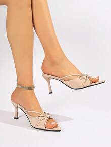 Giày sandal cao gót mũi nhọn màu mơ bằng da PU, kiểu dáng trang trọng, thích hợp cho tiệc tùng, hẹn hò, phối đồ hàng ngày, mẫu sandal cao gót nữ 2026, hàng mới về mùa xuân/hè. - Màu be - Xem 6