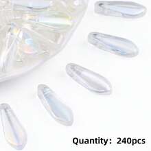 Khoảng 240 hạt cườm hình giọt nước, lỗ ngang, hiệu ứng cánh hoa 3D, mặt dây chuyền đính cườm thủ công tự làm, hạt rời. - Giọt nước dài - Xem 26