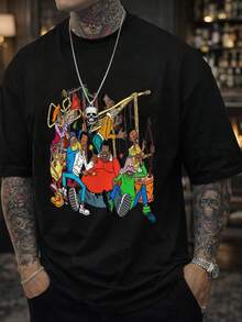 Nuevas camisetas para hombre 2026 con personajes de dibujos animados tocando instrumentos musicales, camisetas de uso diario. | Diseño divertido, retroY2K,Dulceniña,Camisademangacortaparahombre,productosdeanimejaponés,conjuntosparapadresehijos,SanValentín,Camisetademujerdealgodónpuro,Camisetainformalnegradecuelloredondoparahombrecamisasparaniños,ropaparaniñas,conjuntosdechicasdetelevisión,conjuntosajuegoparamadreehija - Negro - Ver 1