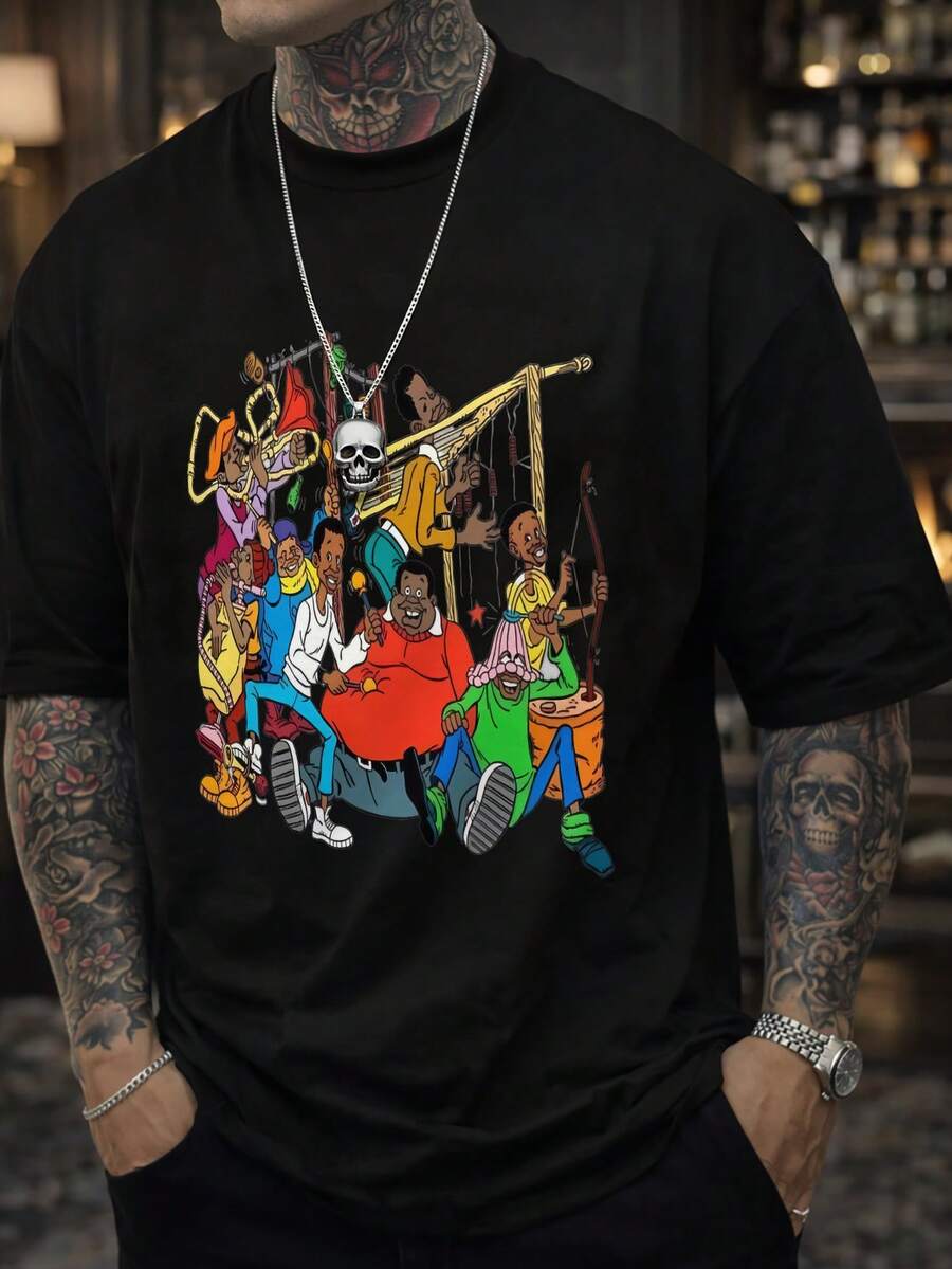 Nuevas camisetas para hombre 2026 con personajes de dibujos animados tocando instrumentos musicales, camisetas de uso diario. | Diseño divertido, retroY2K,Dulceniña,Camisademangacortaparahombre,productosdeanimejaponés,conjuntosparapadresehijos,SanValentín,Camisetademujerdealgodónpuro,Camisetainformalnegradecuelloredondoparahombrecamisasparaniños,ropaparaniñas,conjuntosdechicasdetelevisión,conjuntosajuegoparamadreehija - Negro - Ver 1