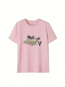 Urban And Minimalist Style Short-Sleeved T-Shirt,  Short-Sleeved T-Shirt For Spring And Summer 2026, Made In Mexico, 180 Grams. Cartoon Print, Couple Design, Suitable For Indoor Or Outdoor Wear. Crew Neck, Unisex, Ideal For The Office And Leisure. One-Pack. - PK-P631577SLNDXZGY511 - 查看 2