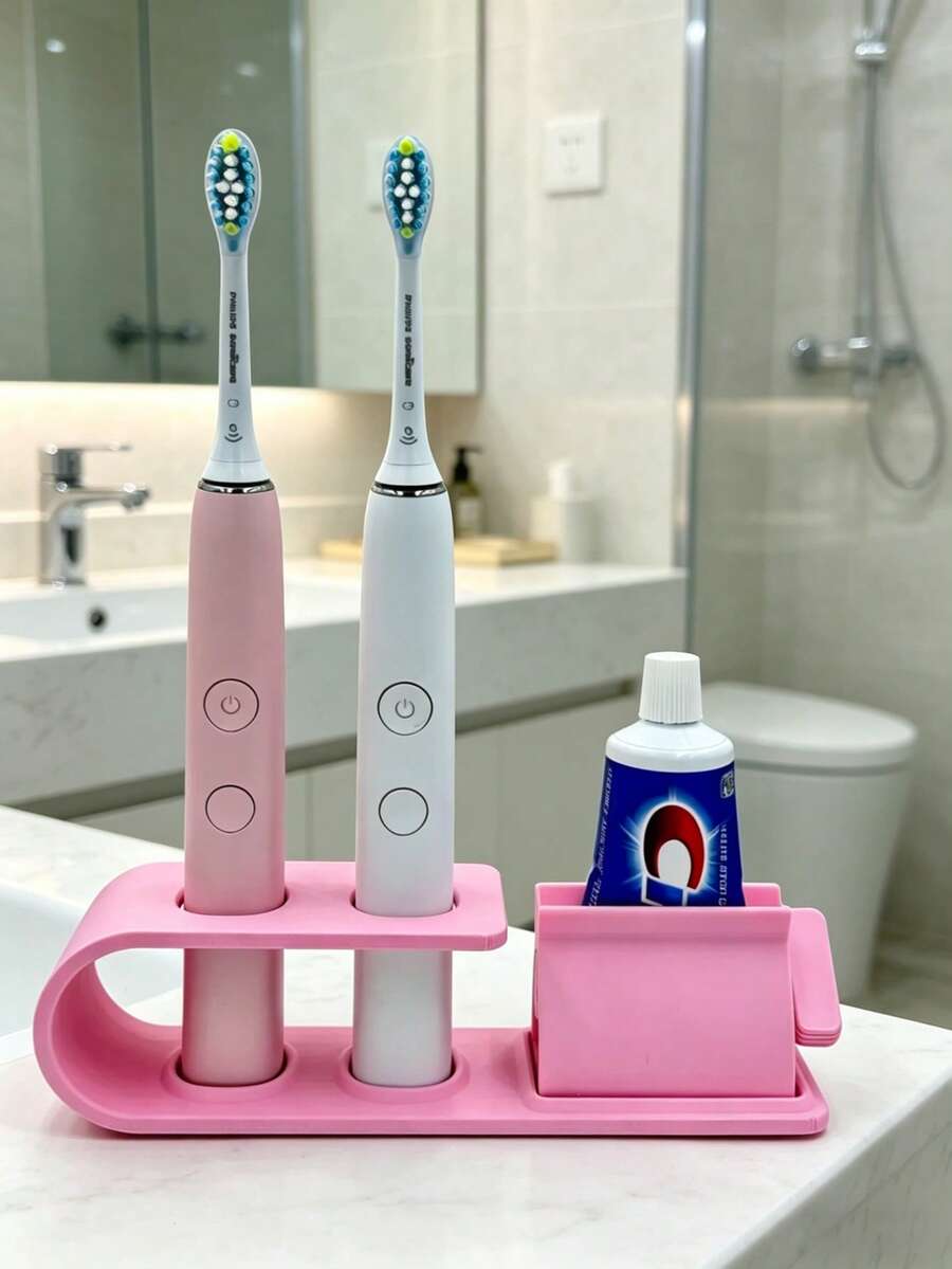 Porte-brosse à dents & Presse-dentifrice, Organisateur de comptoir de salle de bain, Support de rangement pour brosse à dents, Accessoires de salle de bain, Solution de rangement idéale pour la salle de bain de la maison - Multicolore - Voir 1