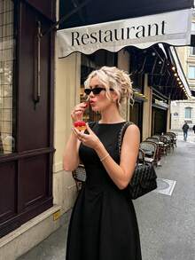 Đầm chữ A ôm dáng đa năng Vuslat New Fashion, kiểu dáng thanh lịch tối giản không tay, phù hợp cho đi làm, mặc hàng ngày, dự tiệc và tiệc trà chiều. - màu đen - Xem 3