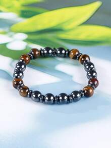Vòng tay bảo vệ bằng đá mắt hổ và hematit, hấp thụ năng lượng tiêu cực, ổn định, sức mạnh, dành cho nam giới, cân bằng năng lượng, chữa lành cảm xúc, trang sức tâm linh cho yoga, thiền định, unisex. - Nhiều màu - Xem 2