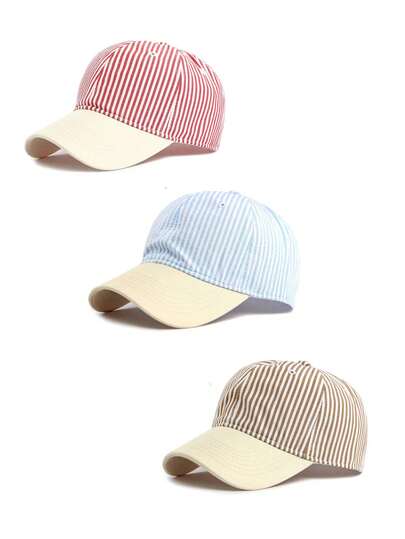 1pc Women's Lightweight Vintage Striped Patchwork Baseball Cap, Suitable For Sports, Travel, Vacation And Daily Use