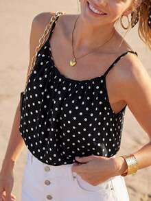 Camiseta de tirantes con pliegues con estampado de cebra para mujer - Negro 2 - Ver 7