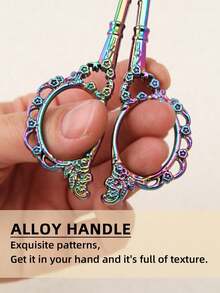 Tijeras de costura de acero inoxidable con pétalo de 4.7 pulgadas, herramienta portátil y afilada de uso múltiple, adecuada para manualidades DIY, costura y recorte de vello facial - Multicolor - Ver 7