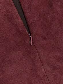 Falda mini casual de fiesta con abertura y corte en A de ante color Maillard para mujer, para otoño/invierno - Burdeos - Ver 4