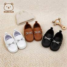 RABEISIR Spring/Summer Baby Boy Shoes, Driving Loafers, Infant Walking Shoes 0-1 Years Old, Soft Sole Comfortable - White - View 1