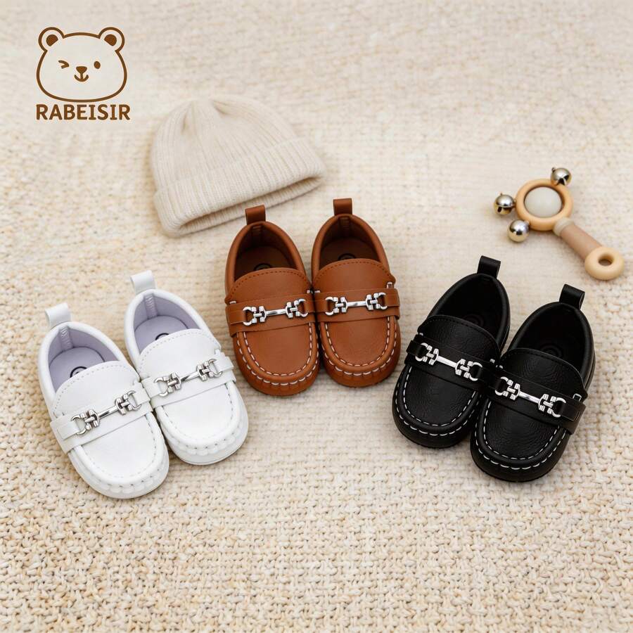 RABEISIR Spring/Summer Baby Boy Shoes, Driving Loafers, Infant Walking Shoes 0-1 Years Old, Soft Sole Comfortable - White - View 1