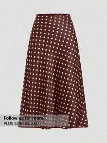 Falda casual de talla grande con estampado de lunares - Multicolor - Ver 7