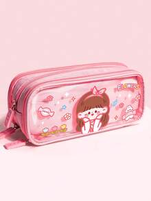 2026 New Transparent Pencil Case, Large Capacity 3-Layer Highly Attractive INS Style Pencil Box For Girls, Color-Block Student Stationery Box, Minimalist - Single Piece - View 10