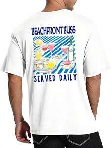 Camisetas Gráficas para Hombre YTD, Manga Corta, Estampado 'Beachfront Bliss', Talla Grande, Algodón, Casual, Unisex XO6A - Negro - Ver 12