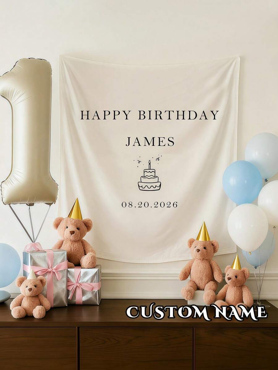 Faixa de Aniversário Personalizada, Bandeira de Nome de Aniversário Personalizada, Placa de Aniversário em Tecido, Arte de Parede Externa, Volta às Aulas, Presente Personalizado - Multicolorido - Visão 1