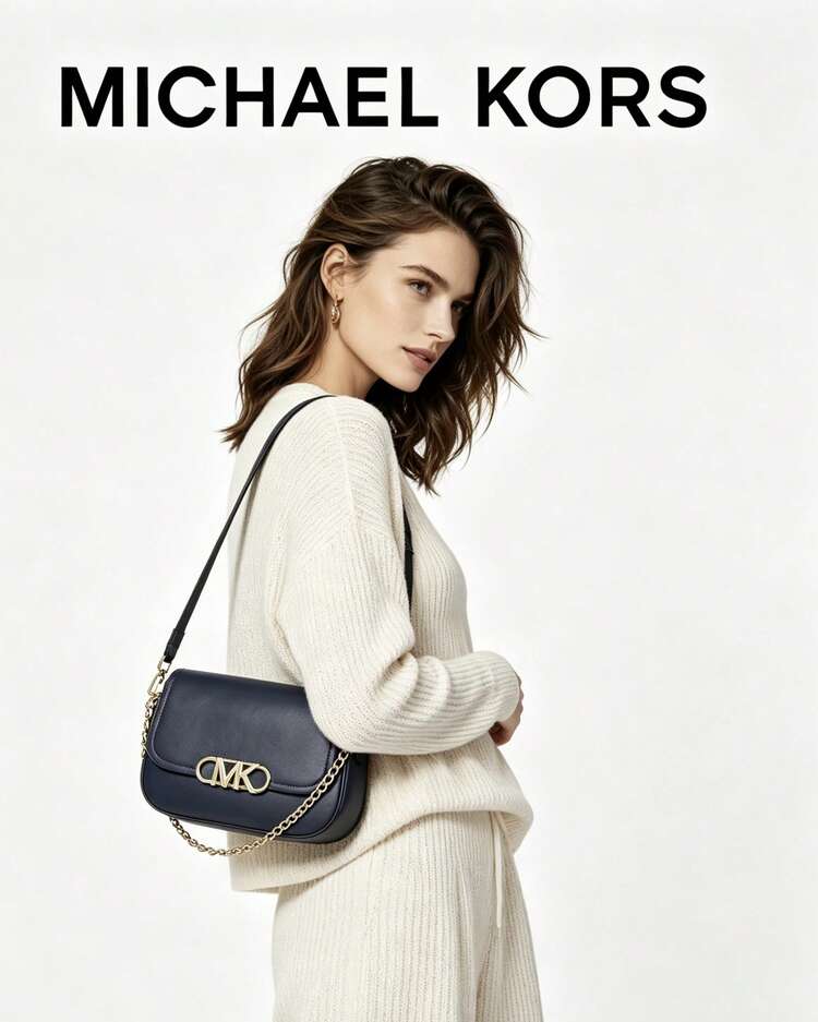 Michael Kors MK PARKER Flap Crossbody Bag For Women,Casual Leather