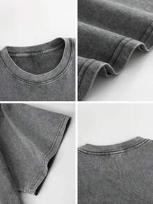 Pinosaurus Dinosaur Vintage Washed T-Shirt, Retro Oversized Tee For Casual Attire, Effortlessly Becomes The Focus Of Your Outfit" Front And Back Double-Sided Print - Casual Cotton - Màu xám đen - Xem 7