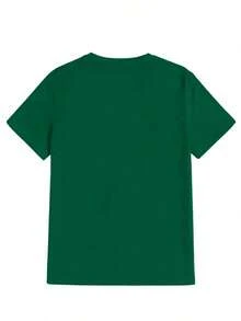 Camisetas de manga corta estampadas, sencillas, informales y bonitas para niños y niñas. - Verde - Ver 2