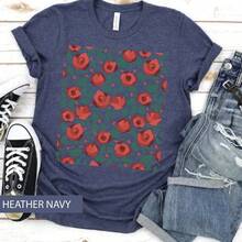 Rose T-Shirt, Rose Graphic Print T-Shirt, Floral Rose T-Shirt, Flower Print T-Shirt, Rose Design T-Shirt, Red Rose T-Shirt, Rose Graphic T-Shirt, Women's Blouses > Ladies' Blouses - 白色 - 查看 4