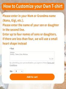 Camiseta con nombre personalizado en forma de corazón, camiseta con nombre personalizado, regalo personalizado para la madre, camiseta con nombre impreso personalizado, regalo del Día de la Madre, regalo para la abuela, camiseta del Día de San Valentín, camiseta de corazón - Negro - Ver 2