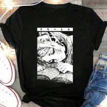 Camiseta de anime Frieren, camiseta de manga Beyond Journey's End, camiseta vintage Sousou No Frieren T1EE, regalo de helecho, camisetas de novela japonesas. Camiseta unisex informal de algodón grueso de 220 g, textura suave y tacto agradable, cómoda y respetuosa con la piel. El estilo clásico y sencillo nunca pasa de moda, ideal para ir al trabajo, practicar deporte, viajar, ir de vacaciones y cualquier ocasión informal. - Negro - Ver 1