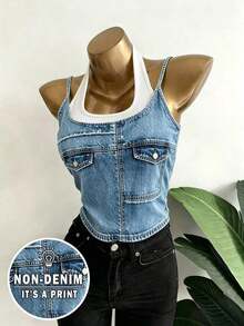 Top sin mangas de color contrastante, casual y de moda para el verano - Multicolor 2 - Ver 4