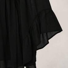 ICON Women's Halloween Goth Black Corset Solid Color V-Neck Waist Cinched Elegant Long Sleeve Mini Dress,Fall/Winter  Bell Sleeve Dress Black Dress With Sleeves,Thanksgiving Outfit For Women - Azul - Ver 10