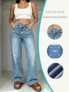 Jeans De Mezclilla Mujer Pantalon De Mezclilla Dama Mom Jeans Mujer Pantalones De Mujer Cintura Alta Ajuste Slim Casual - Pantalones vaqueros 2028-4 - Ver 1