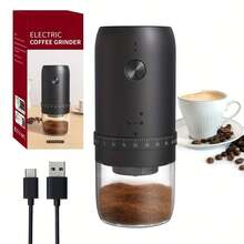 1pc Portable Electric Coffee Grinder, Home Mini Grinder, Adjustable Settings For Coarse & Fine Grinding. 1800mAh Battery, Quickly Grinds, Suitable For Office, Home, Camping & Travel Use. - Black - View 5
