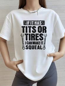 Mensaje divertido con texto audaz y dos llaves que simbolizan fuerza y humor mecánico transmitiendo confianza y energía positiva en un estilo urbano camiseta de mujer casual moderna y cómoda para uso diario - Blanco - Ver 8