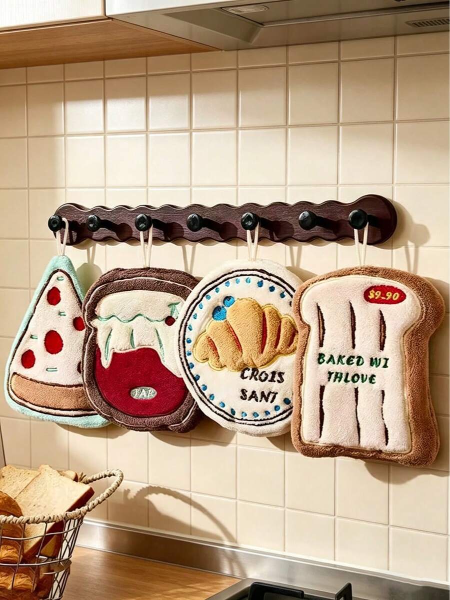 1pc/4pcs Coral Fleece Soft Absorbent Non-Shedding Hand Towel With Hanging Loop, Cute Cartoon Donut Design, Multipurpose Absorbent Quick Dry Towel For Bathroom, Kitchen - Multicolor - View 1